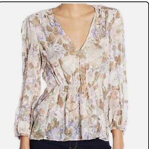 Rebecca Taylor Silk & Cotton Floral Penelope Top